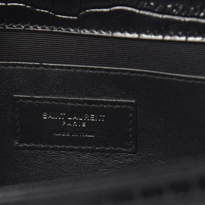Saint Laurent Calfskin Crocodile Embossed Medium Classic Monogram Kate Tassel Satchel Black 6 of 9