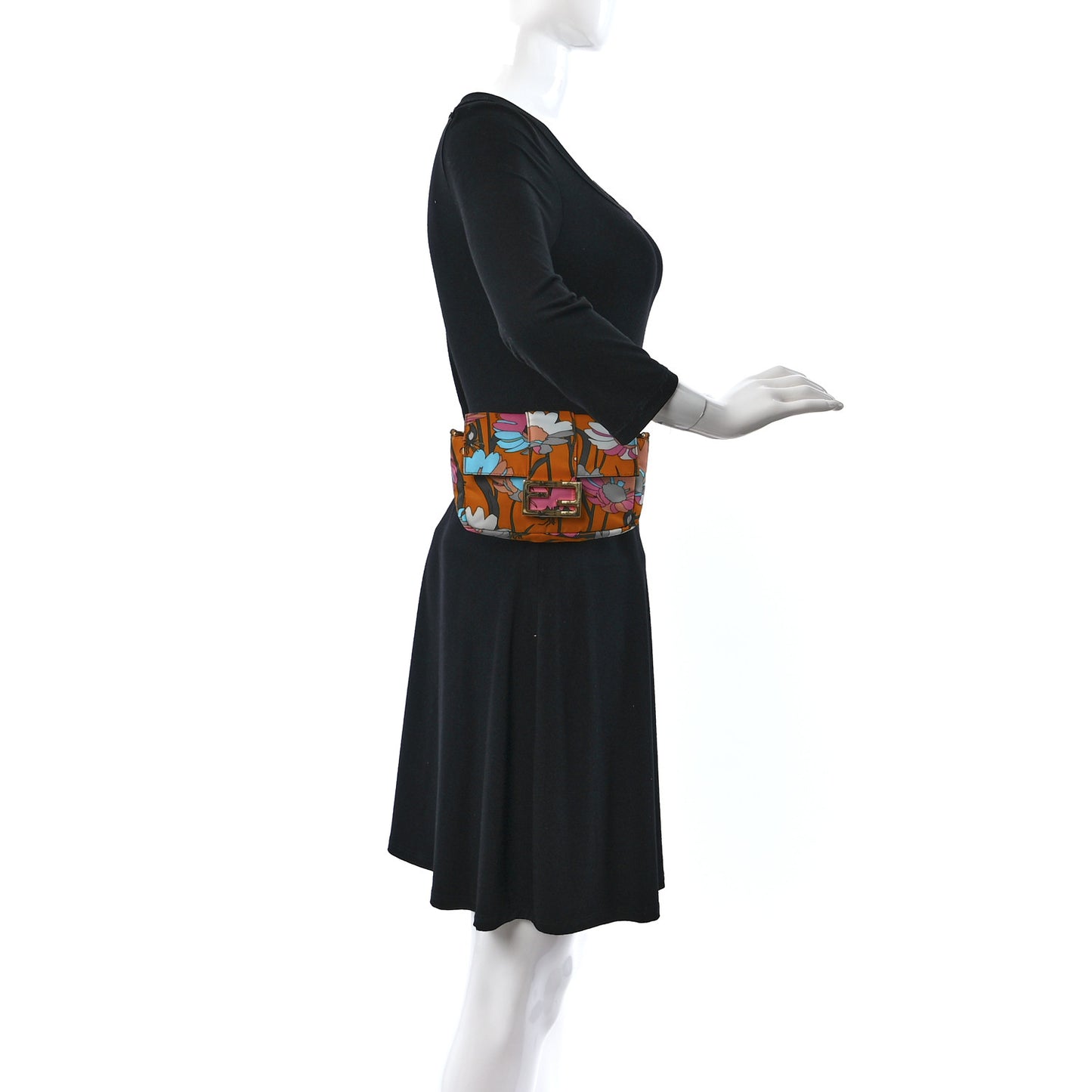 Nylon Vitello Century Opaco All Over Floral Belt Baguette Aranciata Burnt Orange