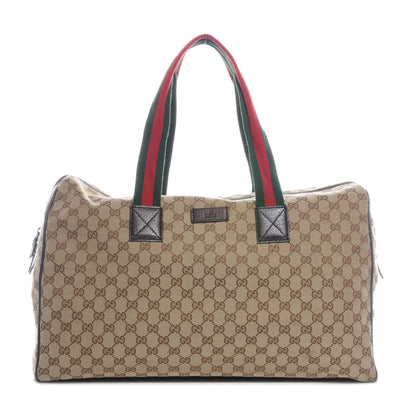 Gucci GG Monogram Web Large Collapsible Carry On Duffle Beige Brown 1 of 7