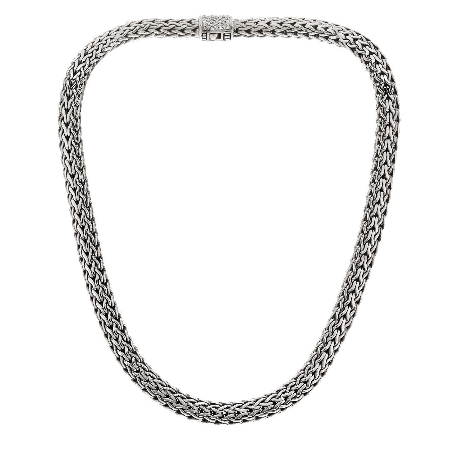 Sterling Silver 18K Yellow Gold Diamond 7.5mm Classic Chain Necklace