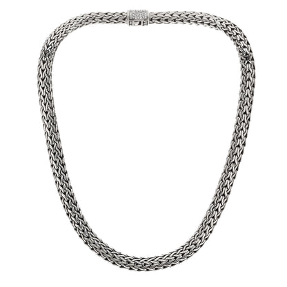 John Hardy Sterling Silver 18K Yellow Gold Diamond 7.5mm Classic Chain Necklace 3 of 5