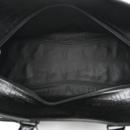 Balenciaga Semi Matte Calfskin Crocodile Embossed Neo Classic Black Hardware Large Top Handle Bag Black 5 of 14