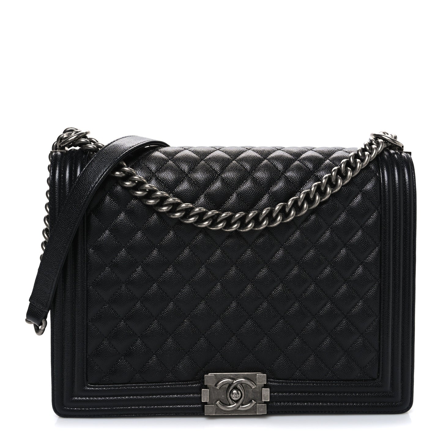 Caviar Quilted Large Boy Flap Black