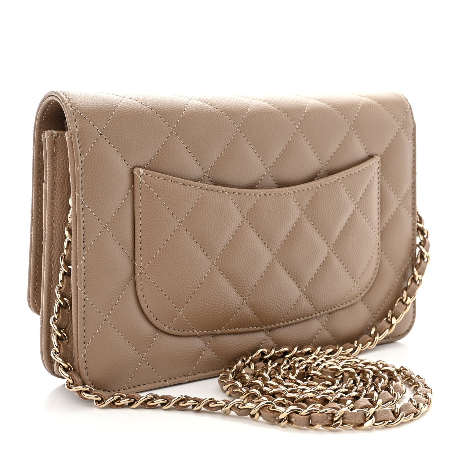 Chanel Caviar Quilted Wallet on Chain WOC Dark Beige 4 of 14