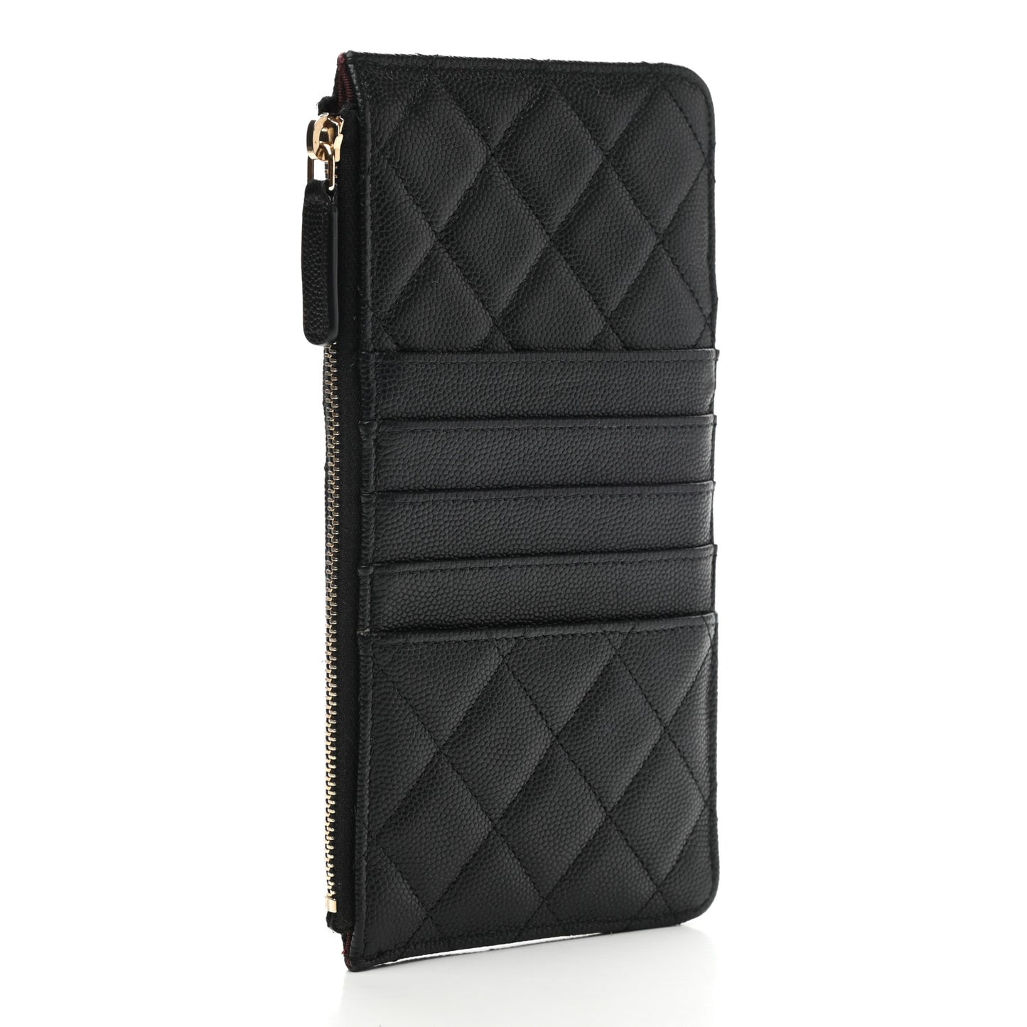 Caviar Quilted Classic Flat Wallet Pouch Black