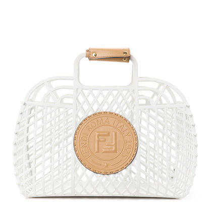 Fendi Recycled Plastic Vitello Liberty Matte Medium Fendi Basket White Ice Miele Scuro 1 of 13