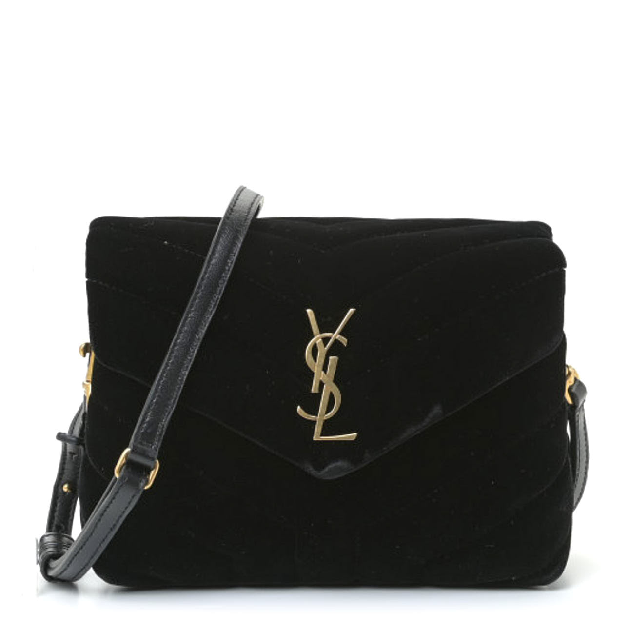 Velvet Y Quilted Monogram Toy Loulou Chain Satchel French Black
