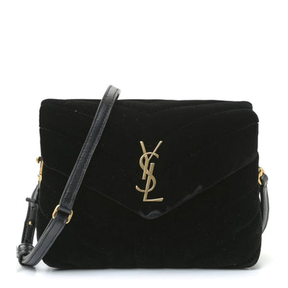 Saint Laurent Velvet Y Quilted Monogram Toy Loulou Chain Satchel French Black 1 of 8