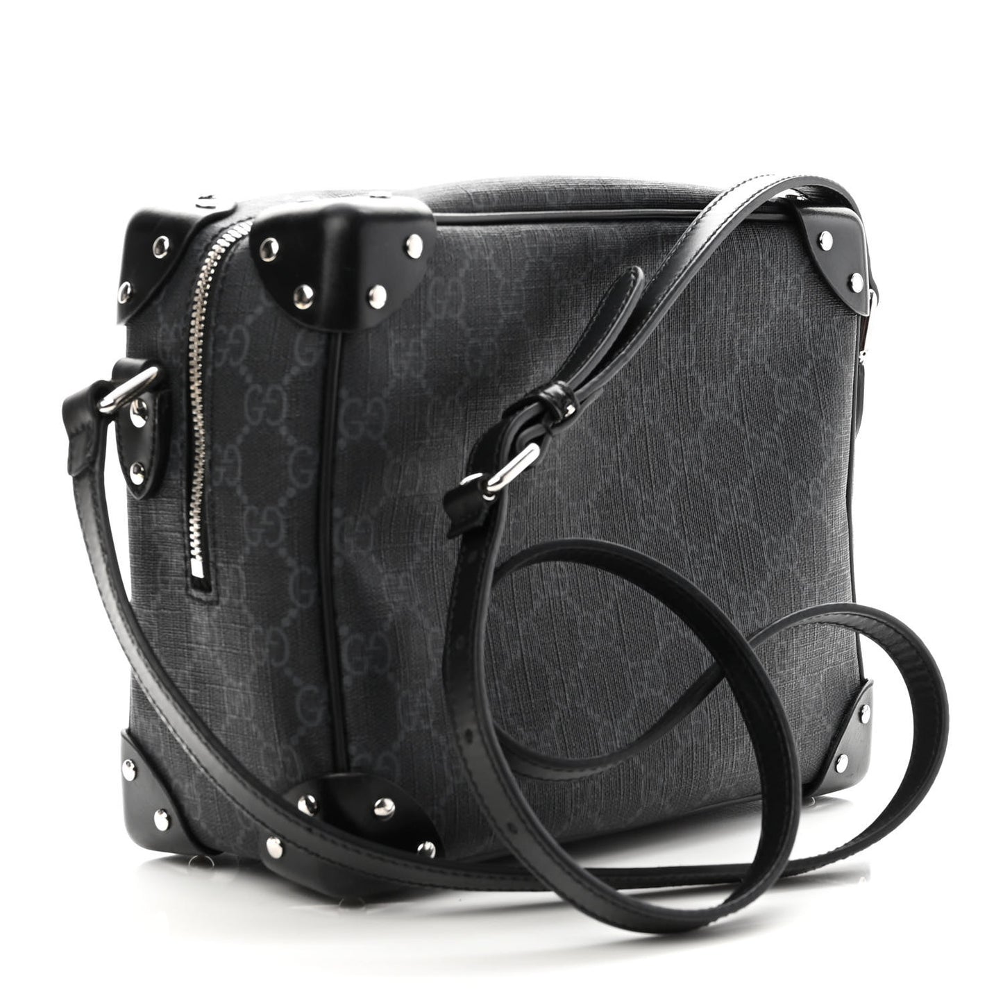 GG Supreme Monogram Selleria Calfskin Square Messenger Bag Black