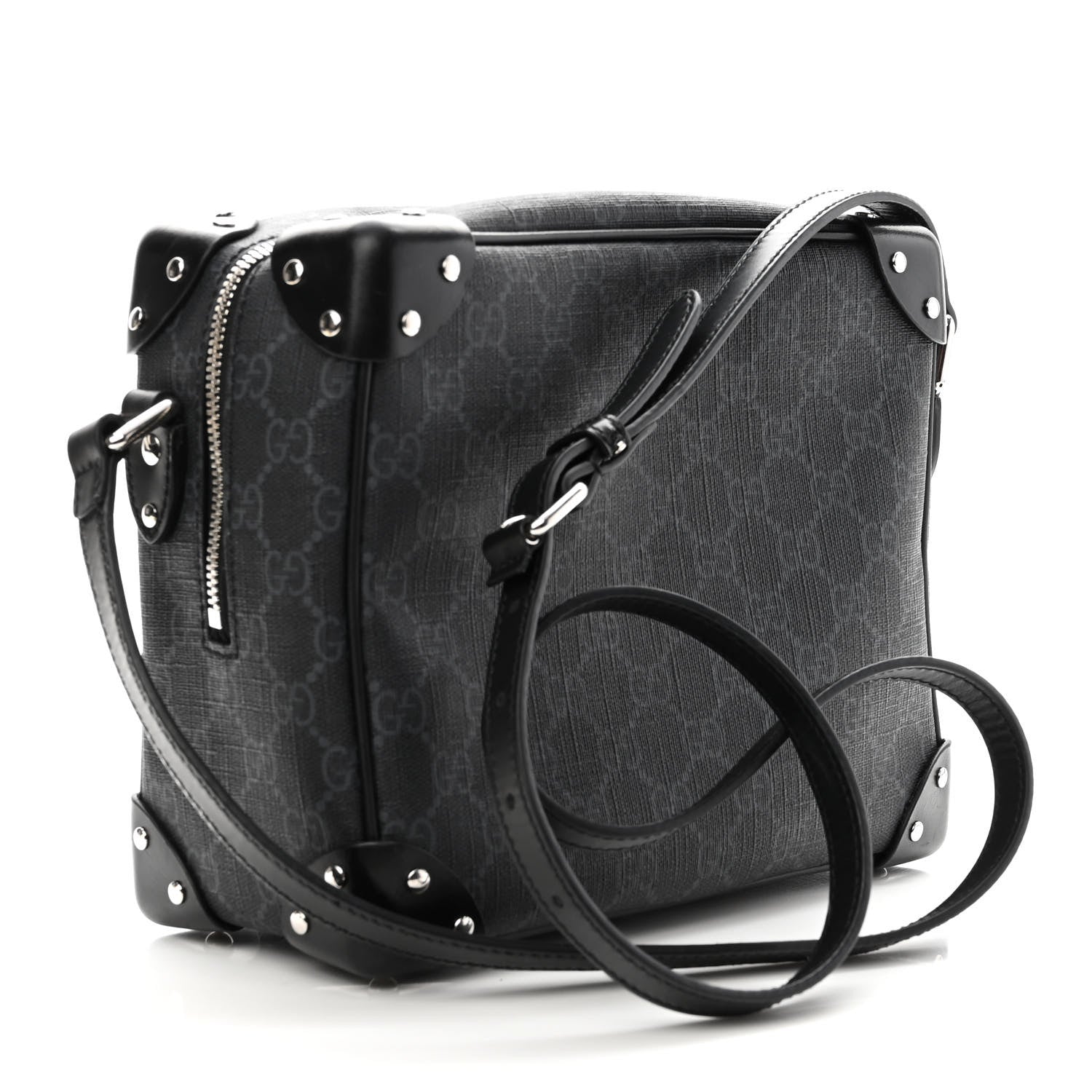 Gucci GG Supreme Monogram Selleria Calfskin Square Messenger Bag Black 3 of 12