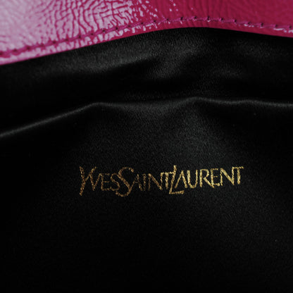 Saint Laurent Textured Patent Monogram Large Belle De Jour Clutch Fuchsia 6 of 7