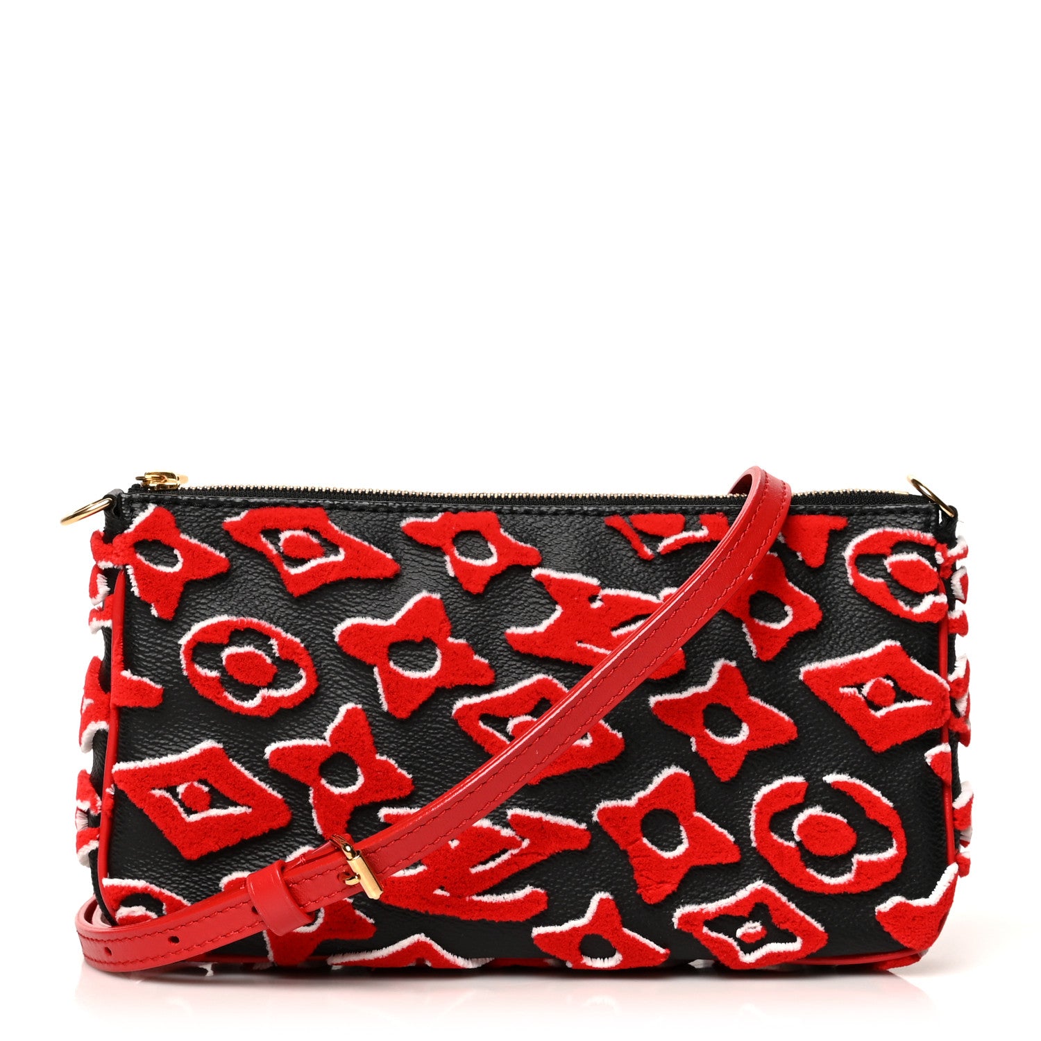 Louis Vuitton X UF Tufted Monogram Pochette Accessories Black Red 1 of 10