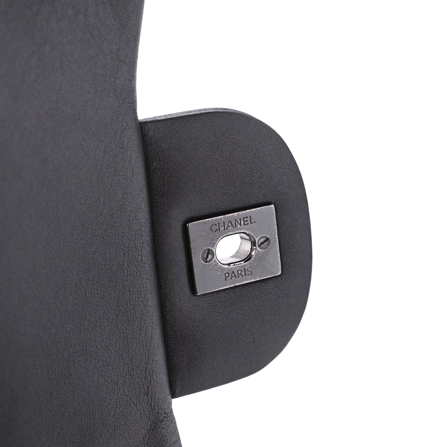 Metallic Lambskin Quilted Jumbo Single Flap Dark Grey