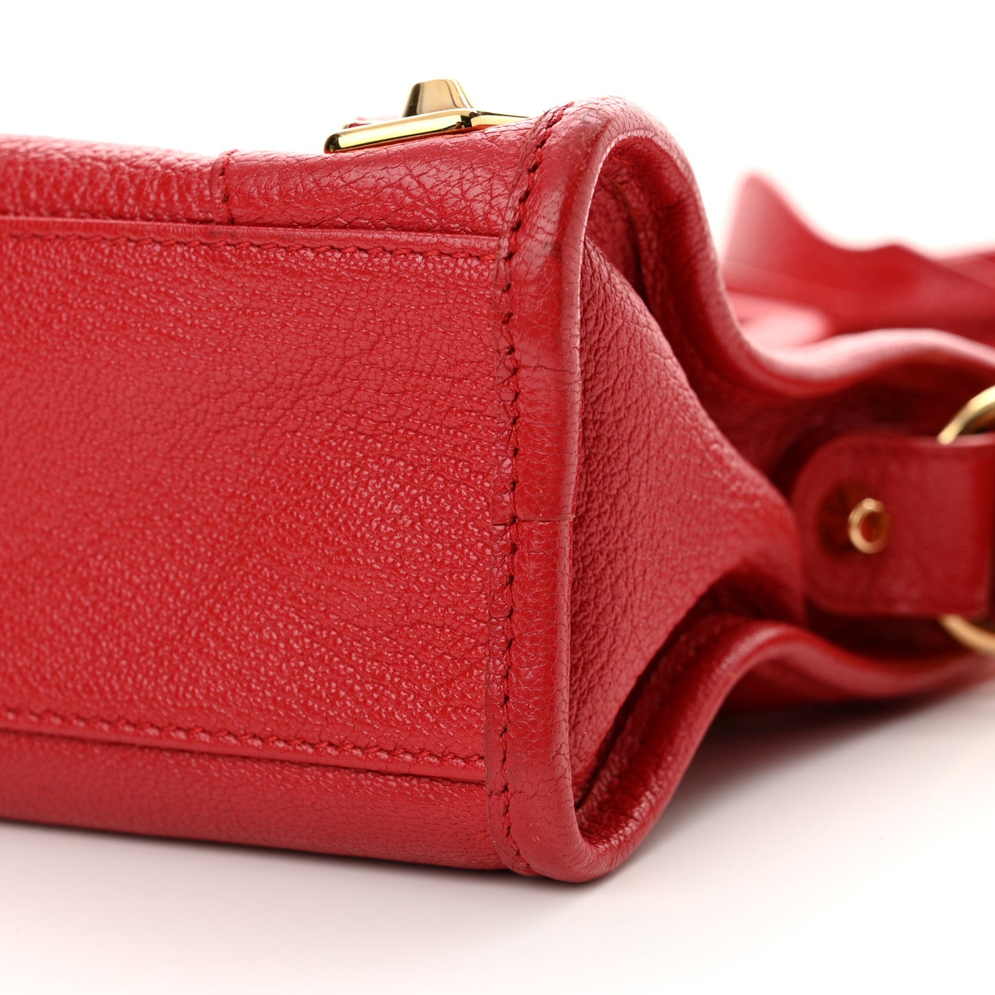 Chevre Gold Metallic Edge Hardware Mini City Rouge Grenade