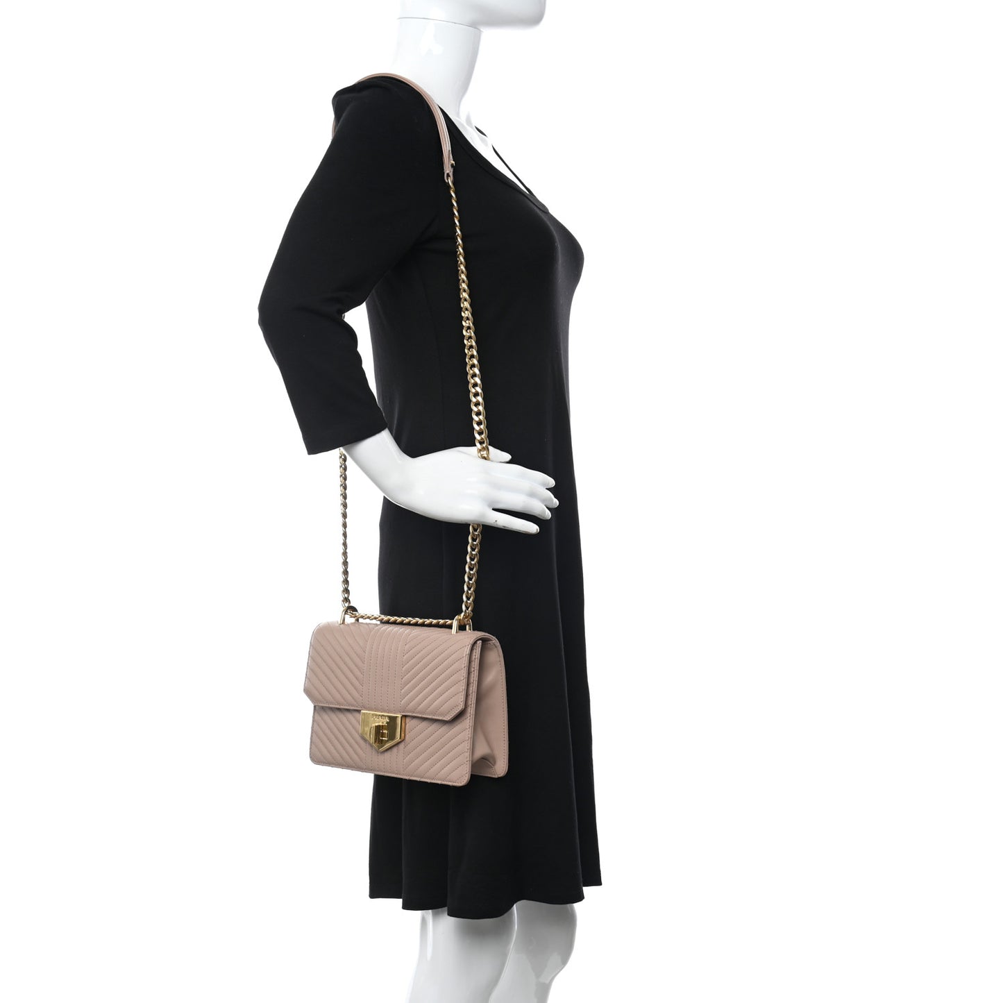 Nappa Quilted Lock Shoulder Bag Cammeo