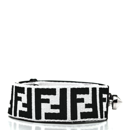 Fendi Canvas Calfskin FF 1974 Studded Strap You Black White 2 of 5