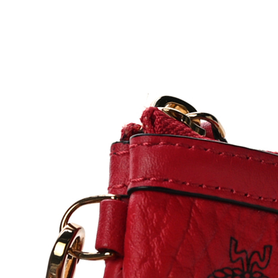 MCM Visetos Liz Shopper Tote Pouch Ruby Red 10 of 10