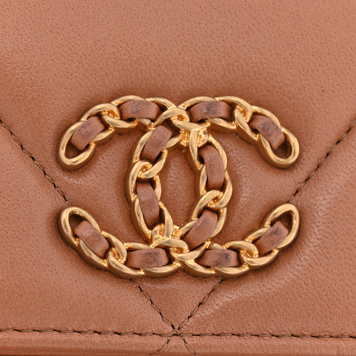 Chanel Lambskin Quilted Chanel 19 Flap Wallet Brown 16 of 21