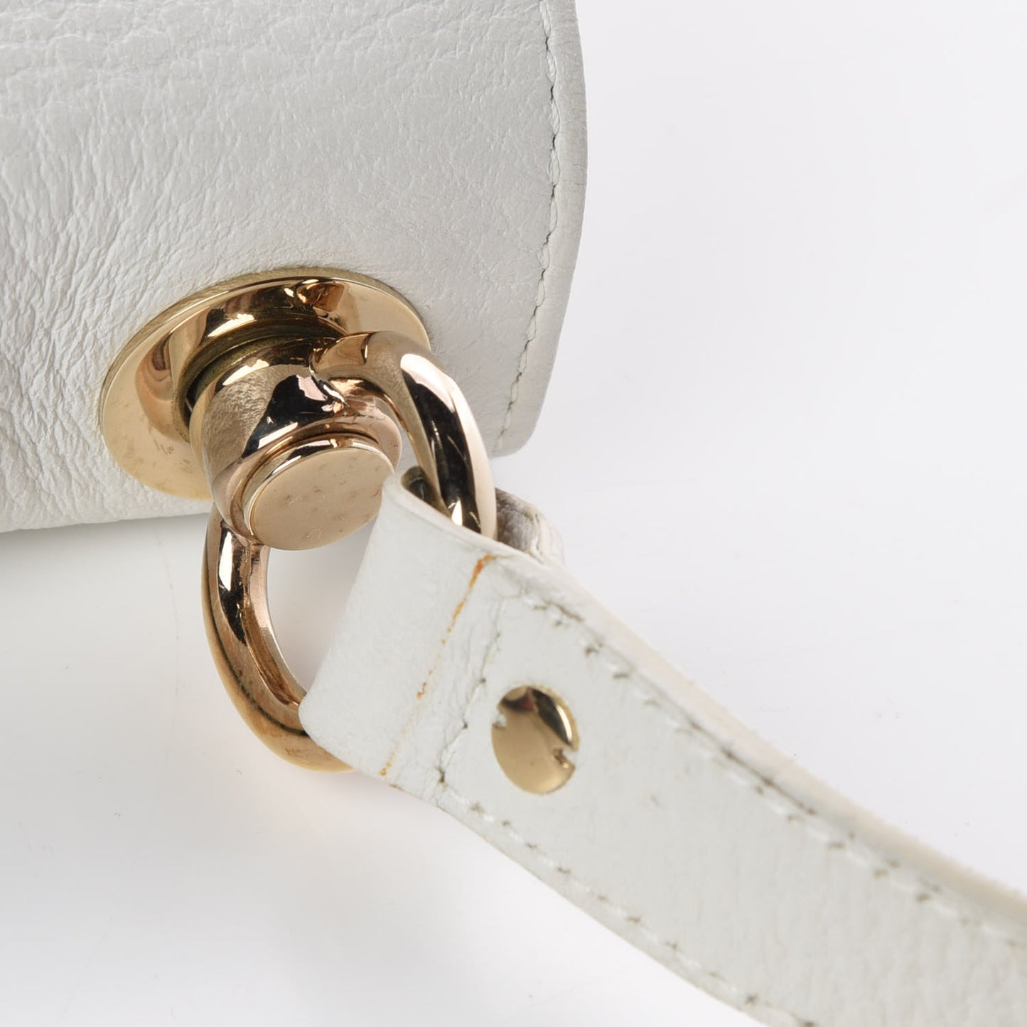 Pebbled Calfskin Web Blondie Flap White