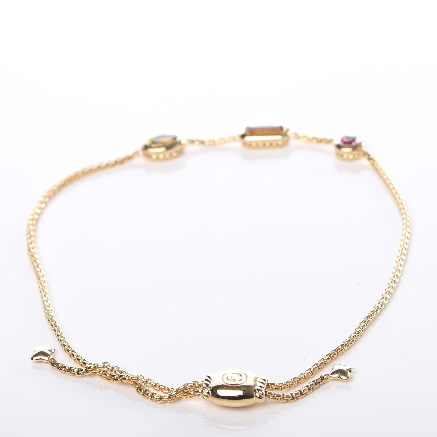 18K Yellow Gold Citrine Yellow Beryl Pink Tourmaline Novella Chain Bracelet