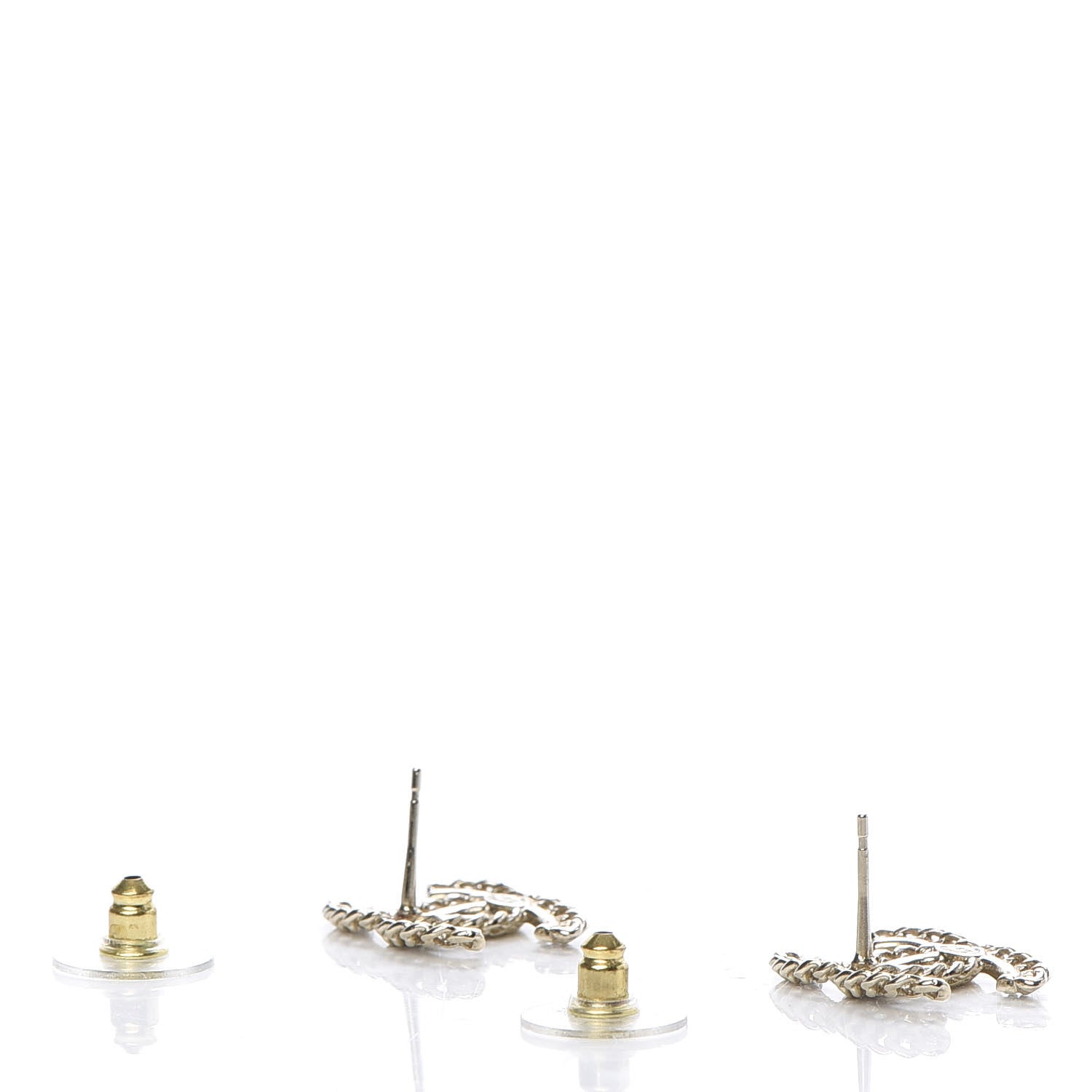 Chanel Crystal Chain CC Earrings Gold 3 of 5