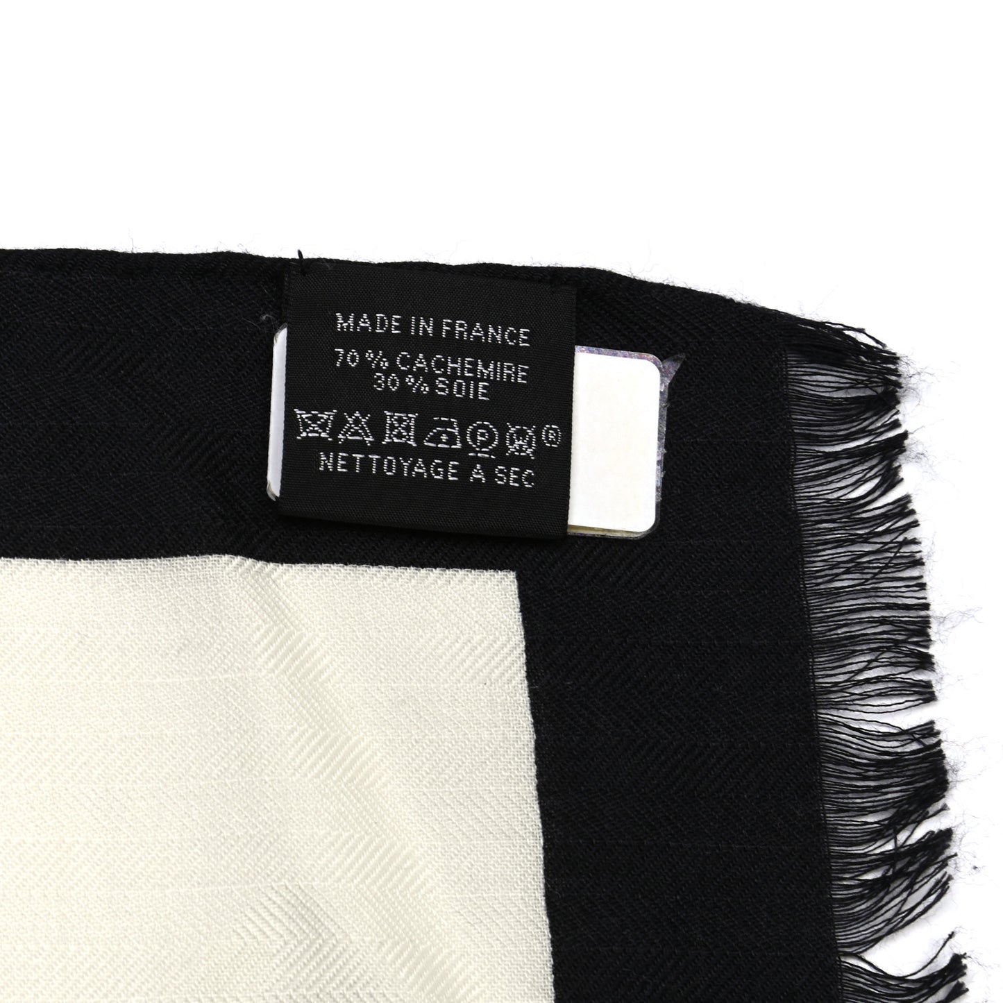Cashmere Silk H Jumping Stole 140 White Black Kaki