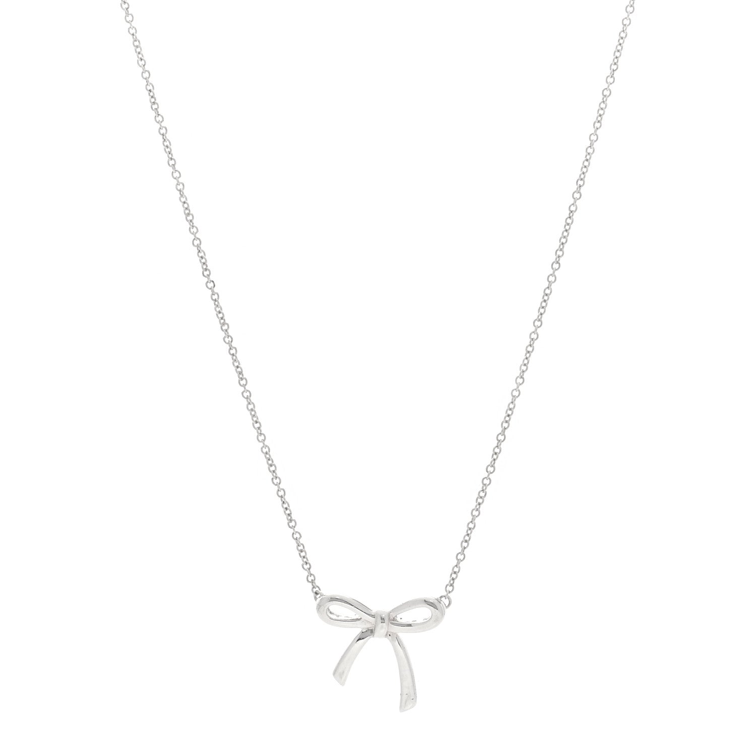 Tiffany Sterling Silver Small Bow Pendant Necklace 1 of 4