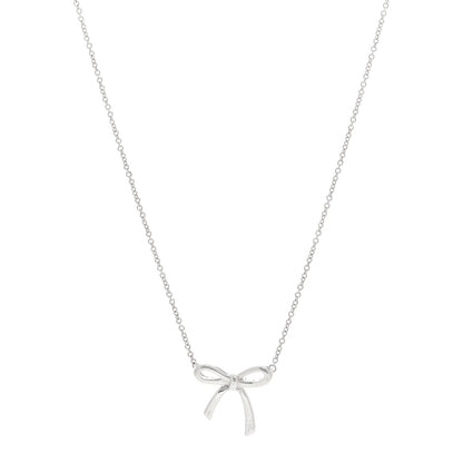 Tiffany Sterling Silver Small Bow Pendant Necklace 1 of 4