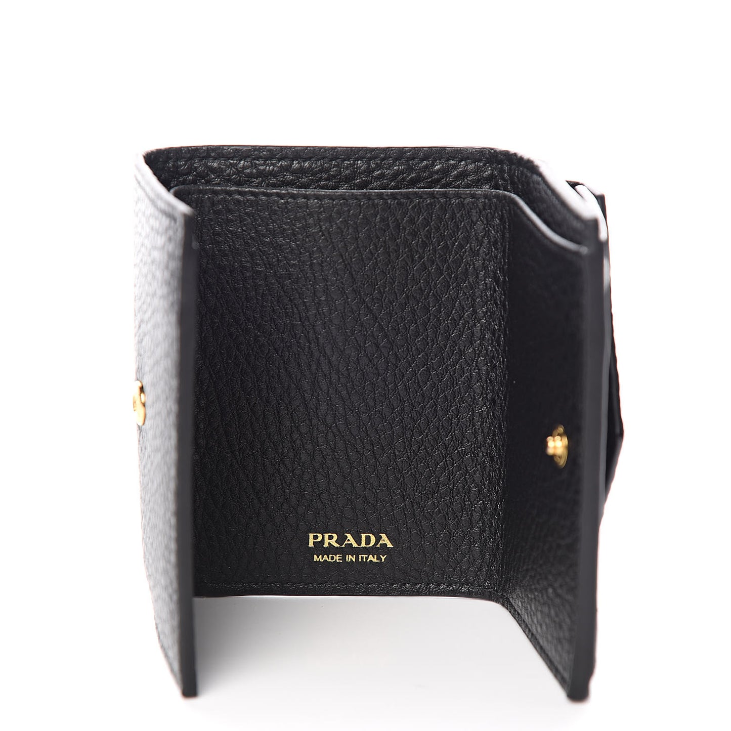 Vitello Grain Small Tri-Fold Wallet Black