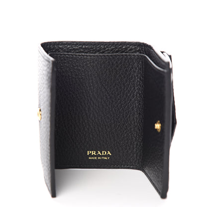 Prada Vitello Grain Small Tri-Fold Wallet Black 5 of 8