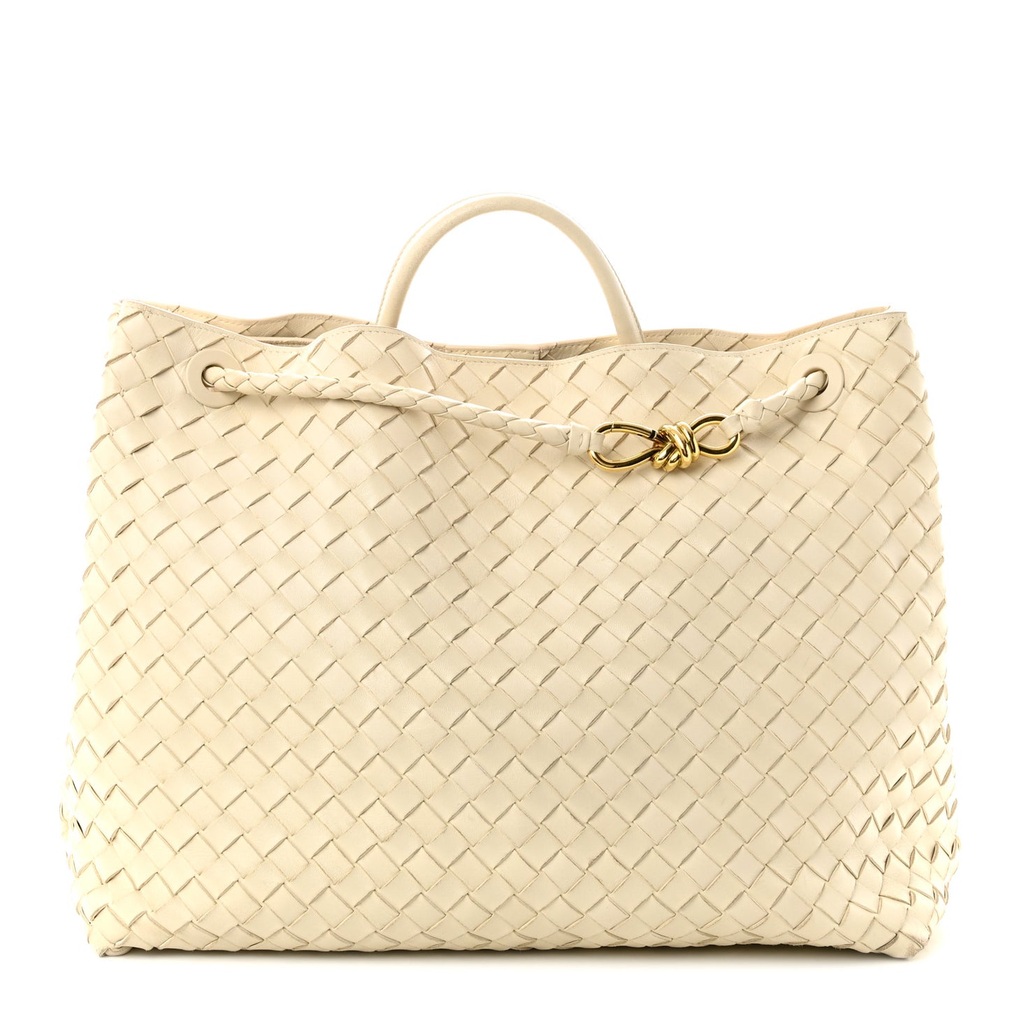 Nappa Intrecciato Large Andiamo Shoulder Bag Sea Salt