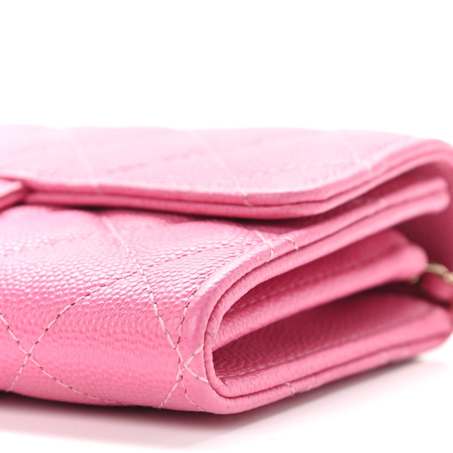Caviar Quilted Flap Mini Wallet On Chain WOC Pink