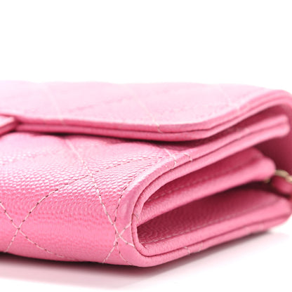 Chanel Caviar Quilted Flap Mini Wallet On Chain WOC Pink 10 of 11