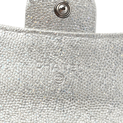 Chanel Metallic Caviar Quilted Flap Card Holder Wallet Silver 7 of 8