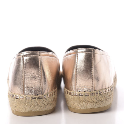 Saint Laurent Metallic Lambskin Monogram Espadrilles 39.5 Blush 7 of 11