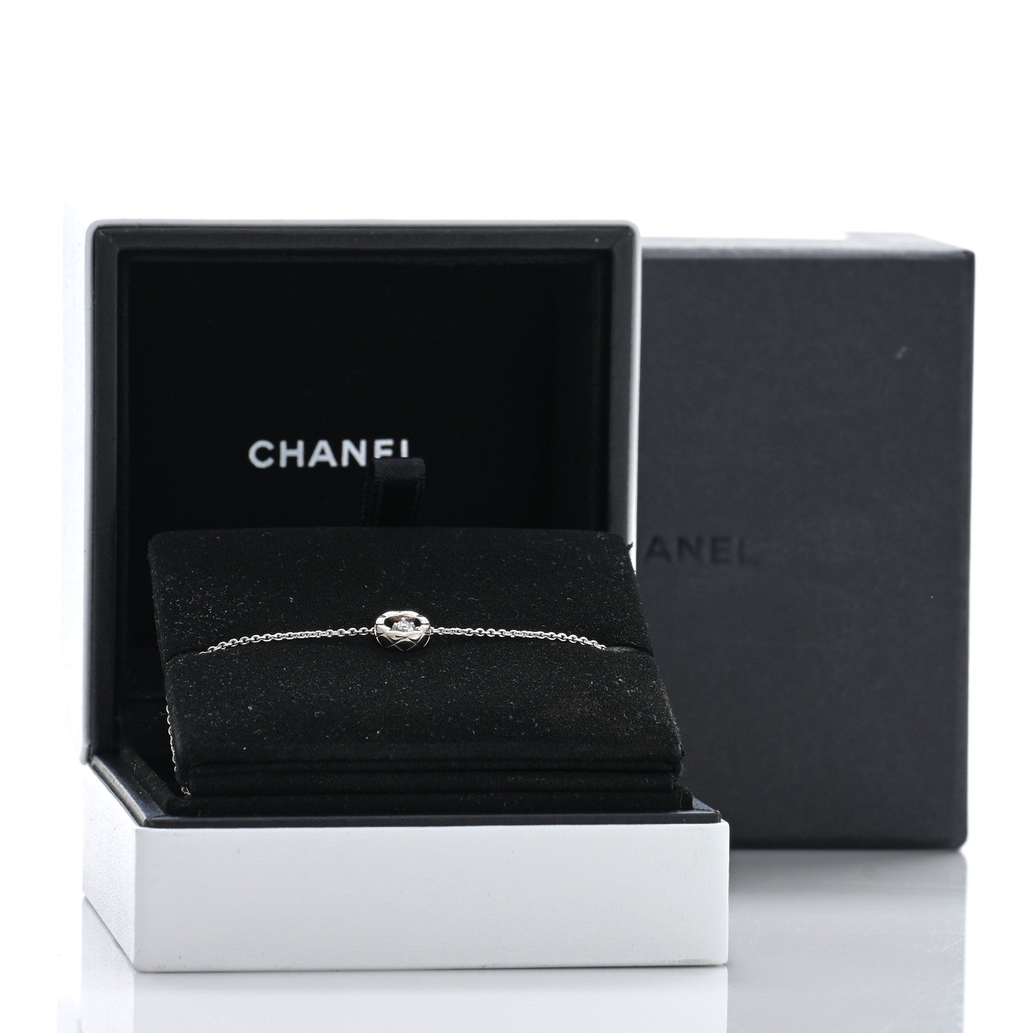 Chanel 18K White Gold Diamond Coco Crush Station Bracelet 4 of 4