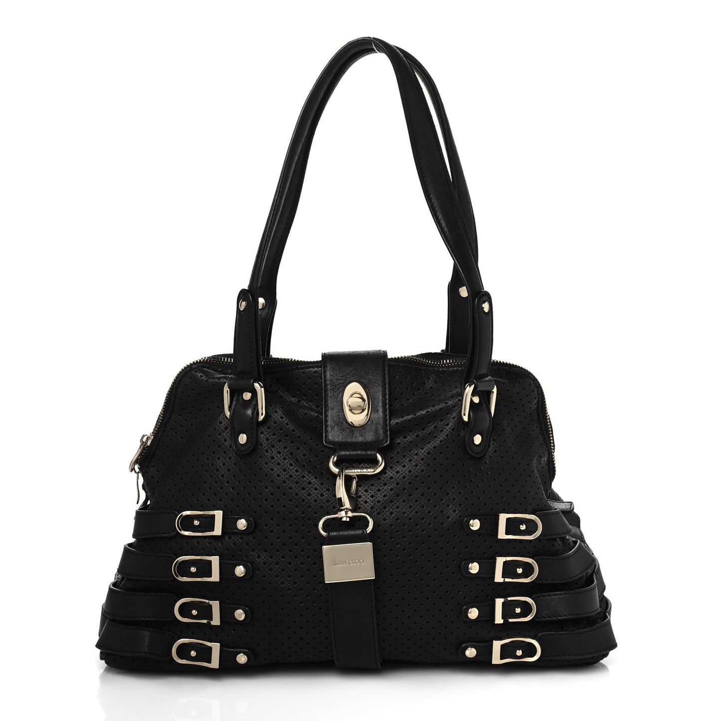 Calfskin Perforated Blythe L Tote Black