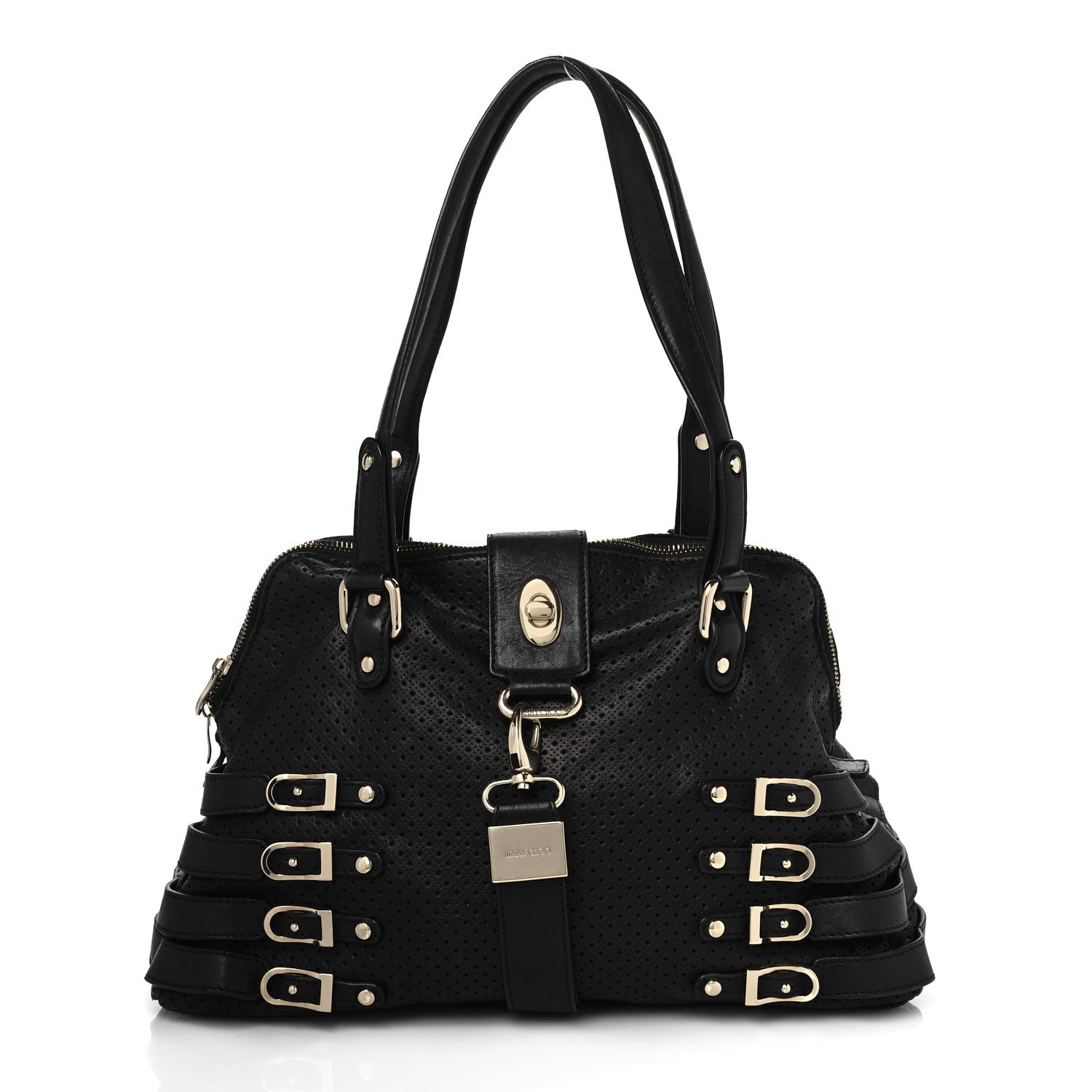 Jimmy Choo Calfskin Perforated Blythe L Tote Black 1 of 8