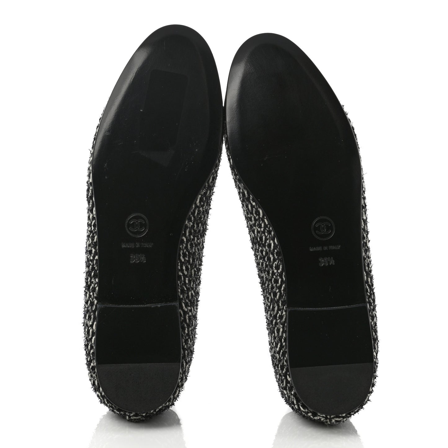 Lambskin Tweed Cap Toe Ballerina Flats 39.5 Black White
