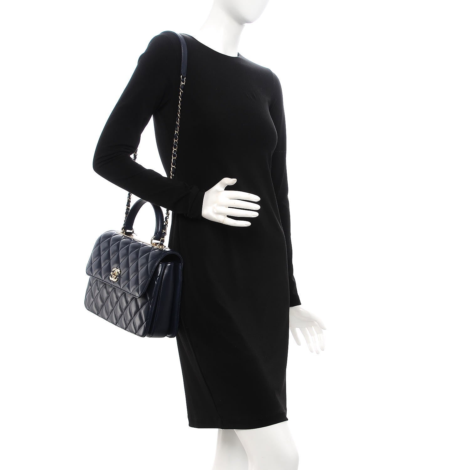 Chanel Lambskin Quilted Medium Trendy CC Flap Dual Handle Bag Navy Blue 2 of 9