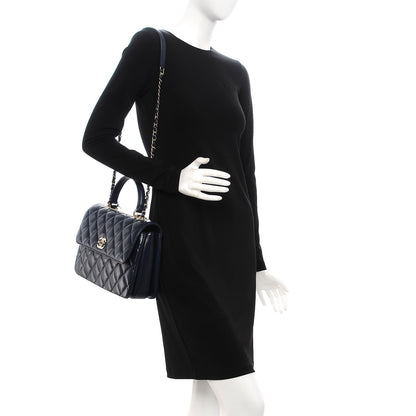 Chanel Lambskin Quilted Medium Trendy CC Flap Dual Handle Bag Navy Blue 2 of 9