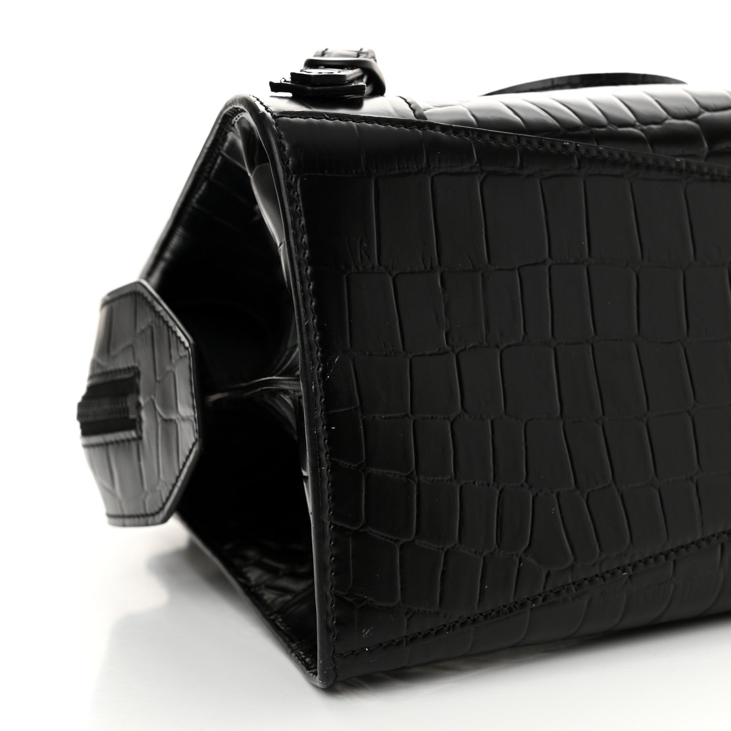 Semi Shiny Calfskin Crocodile Embossed Neo Classic Black Hardware S City Black