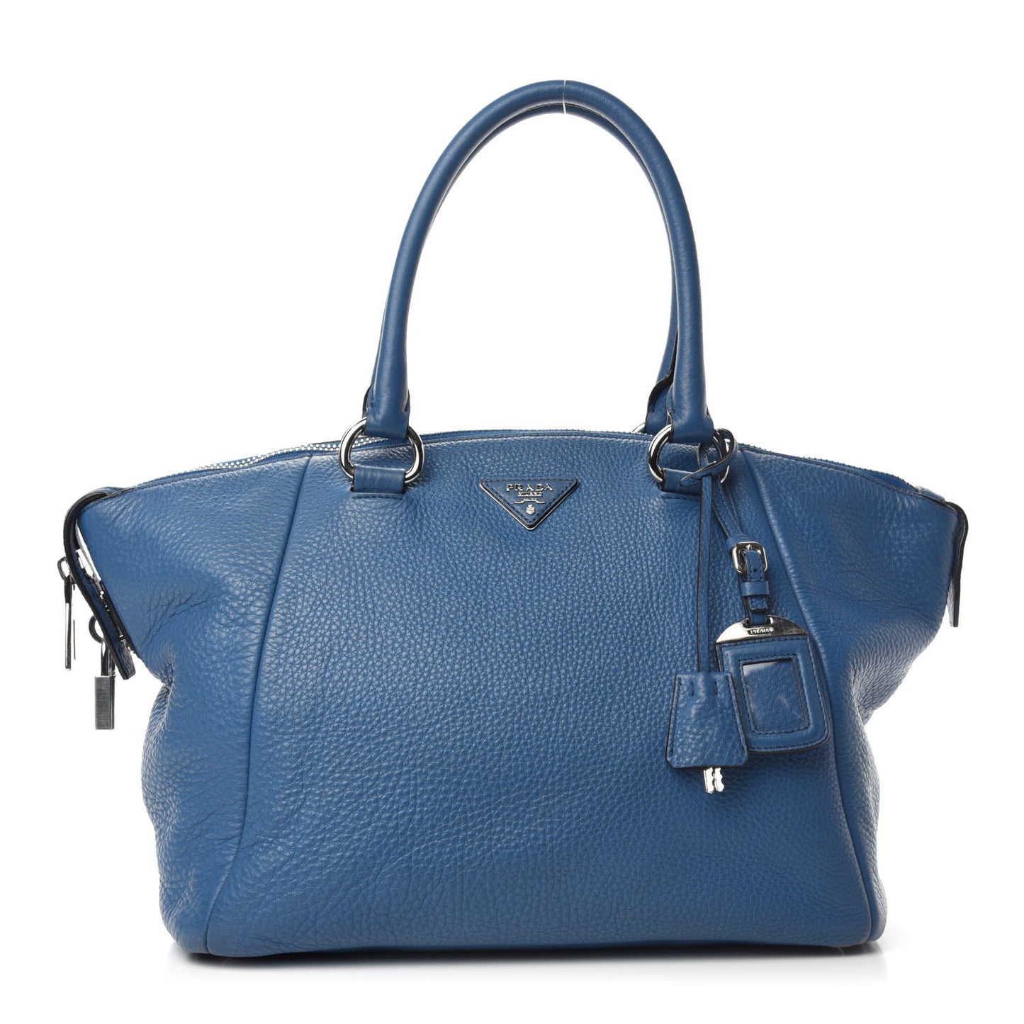 Vitello Daino Double Handle Satchel Cobalto