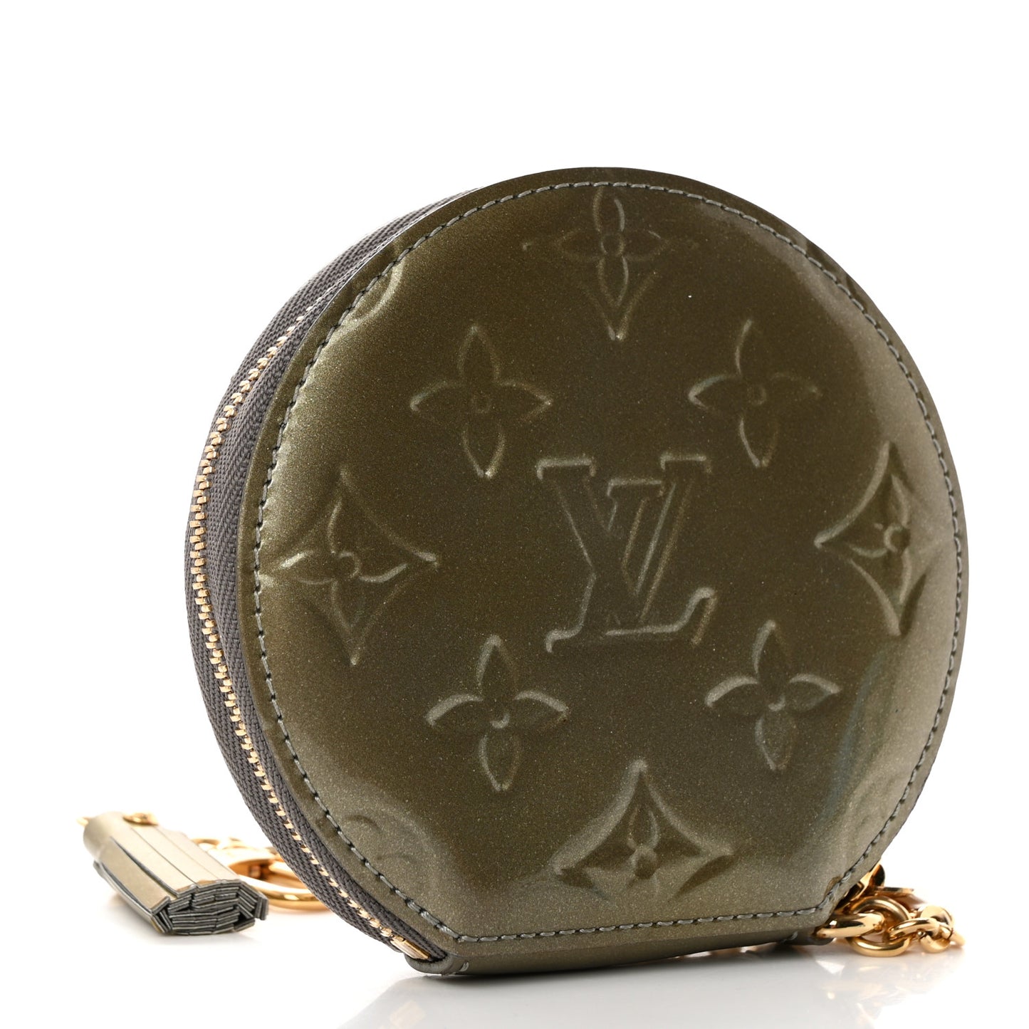 Vernis Animania Coq Rooster Round Coin Purse Gris Art Deco