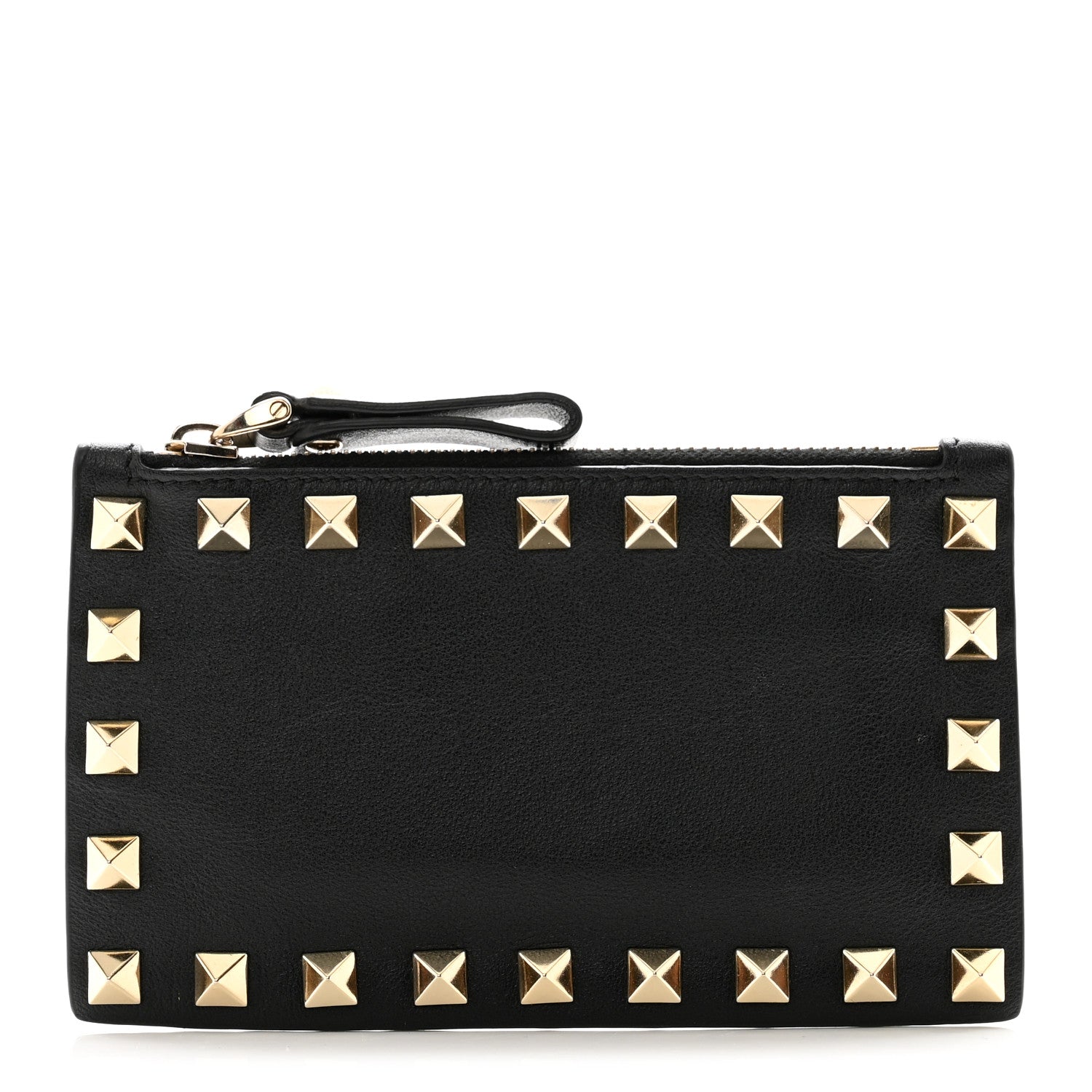 Valentino Garavani Vitello Rockstud Coin Case Card Holder Black 1 of 7