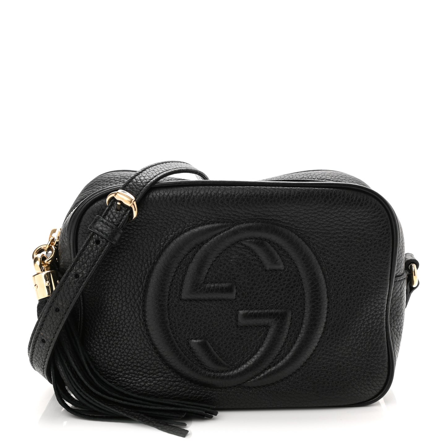 Pebbled Calfskin Small Soho Disco Bag Black