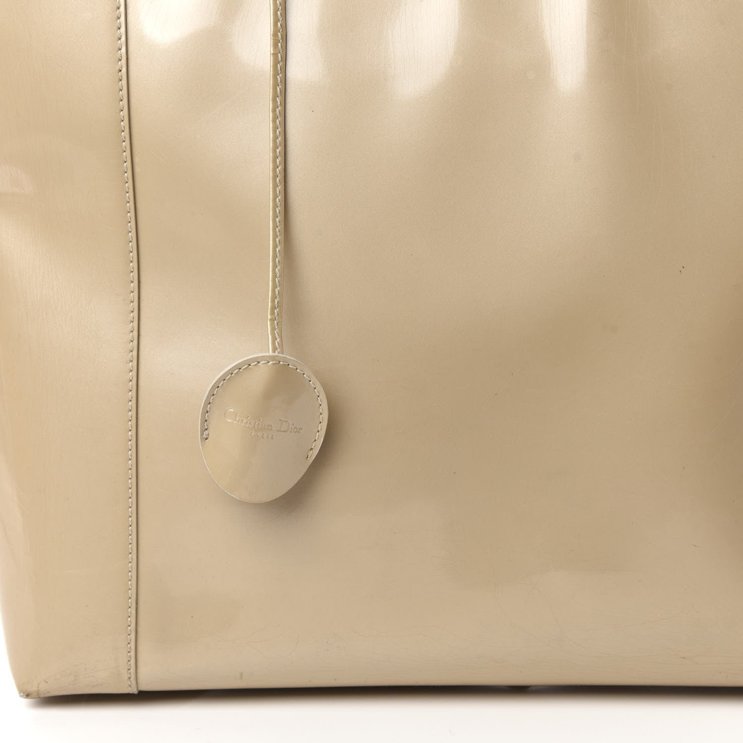 Christian Dior Patent Chrome Beaded Malice Tote Beige 10 of 22