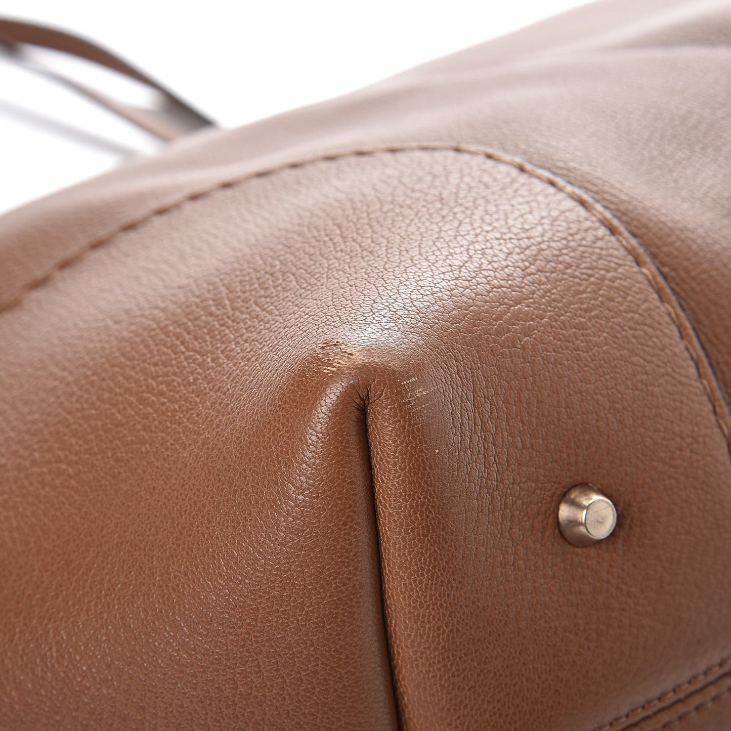 Grained Calfskin Shopper Tote Brown