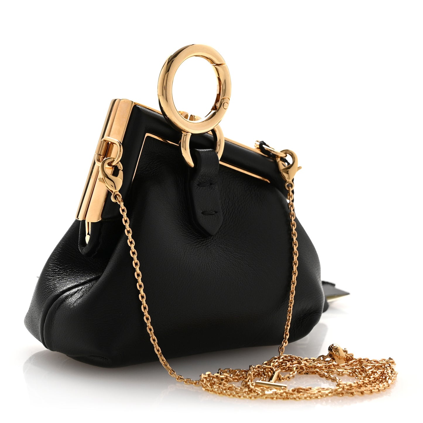 Shiny Nappa Nano Fendi First Bag Charm Black