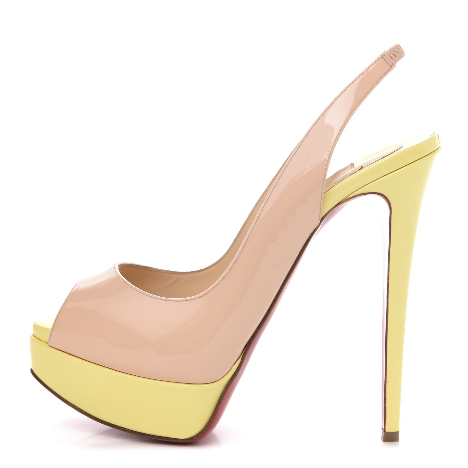 Christian Louboutin Patent Lady Peep Sling 150 Pumps 37.5 Poudre 1 of 8
